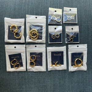 10 pairs of assorted gold earrings